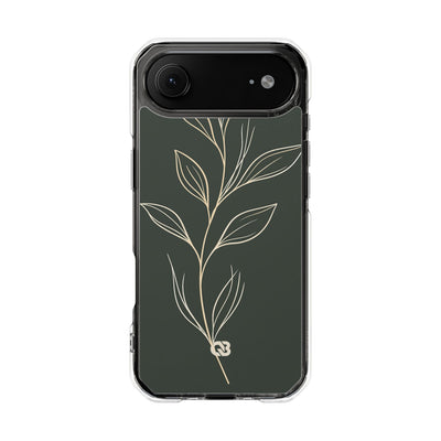 Minimal Botanical Stem · Clear Impact Magnetic Phone Case for iPhone ·  Green
