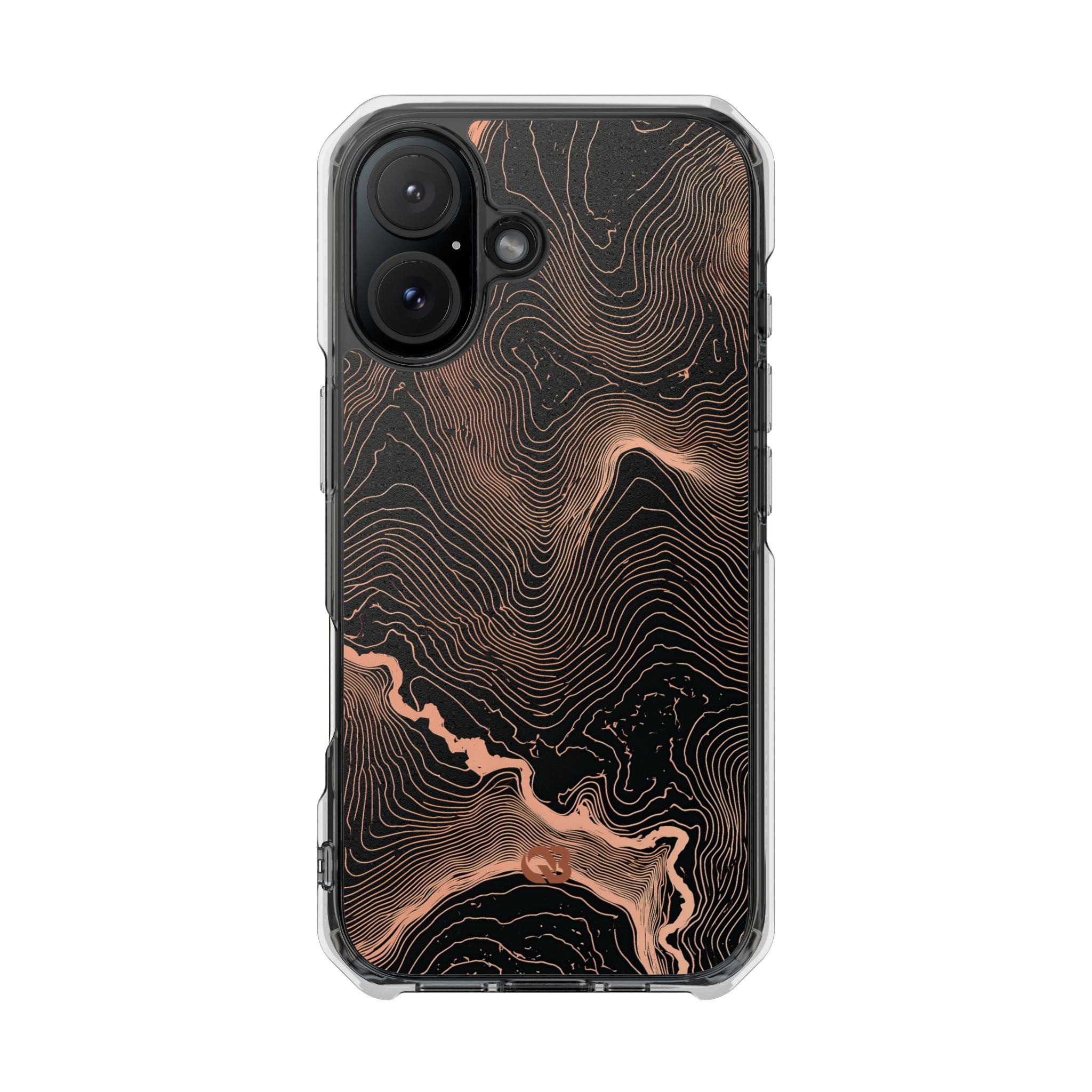 Orange Impact MagSafe Phone Case for iPhone - Salmon Ridge Topo