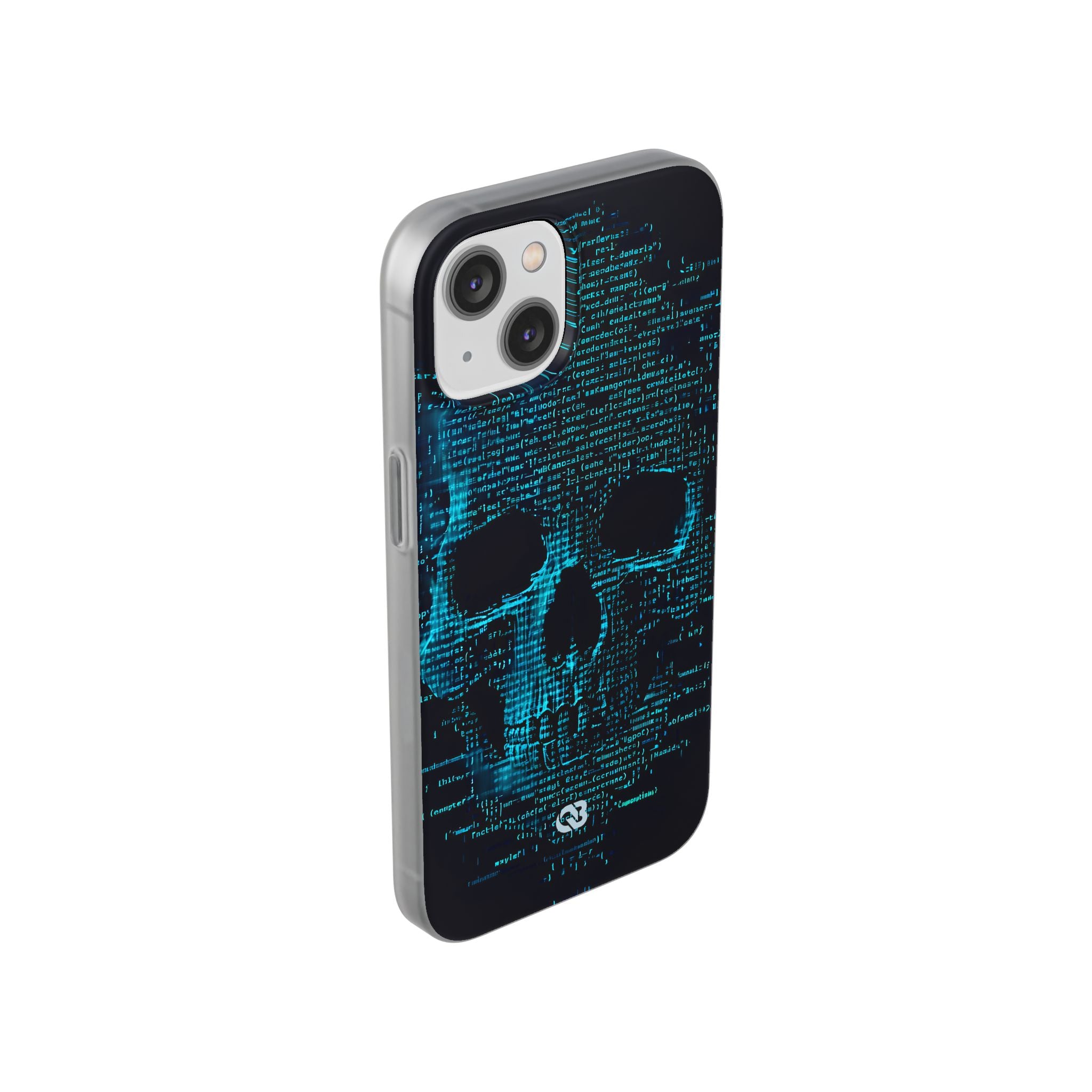 Cyan Glitch Skull · Soft Phone Case for iPhone