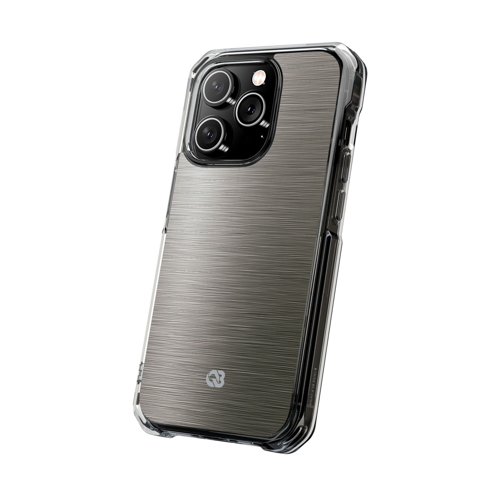 Grey Impact MagSafe Phone Case for iPhone - Brushed Industrial Steel