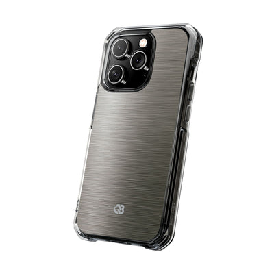 Grey Impact MagSafe Phone Case for iPhone - Brushed Industrial Steel