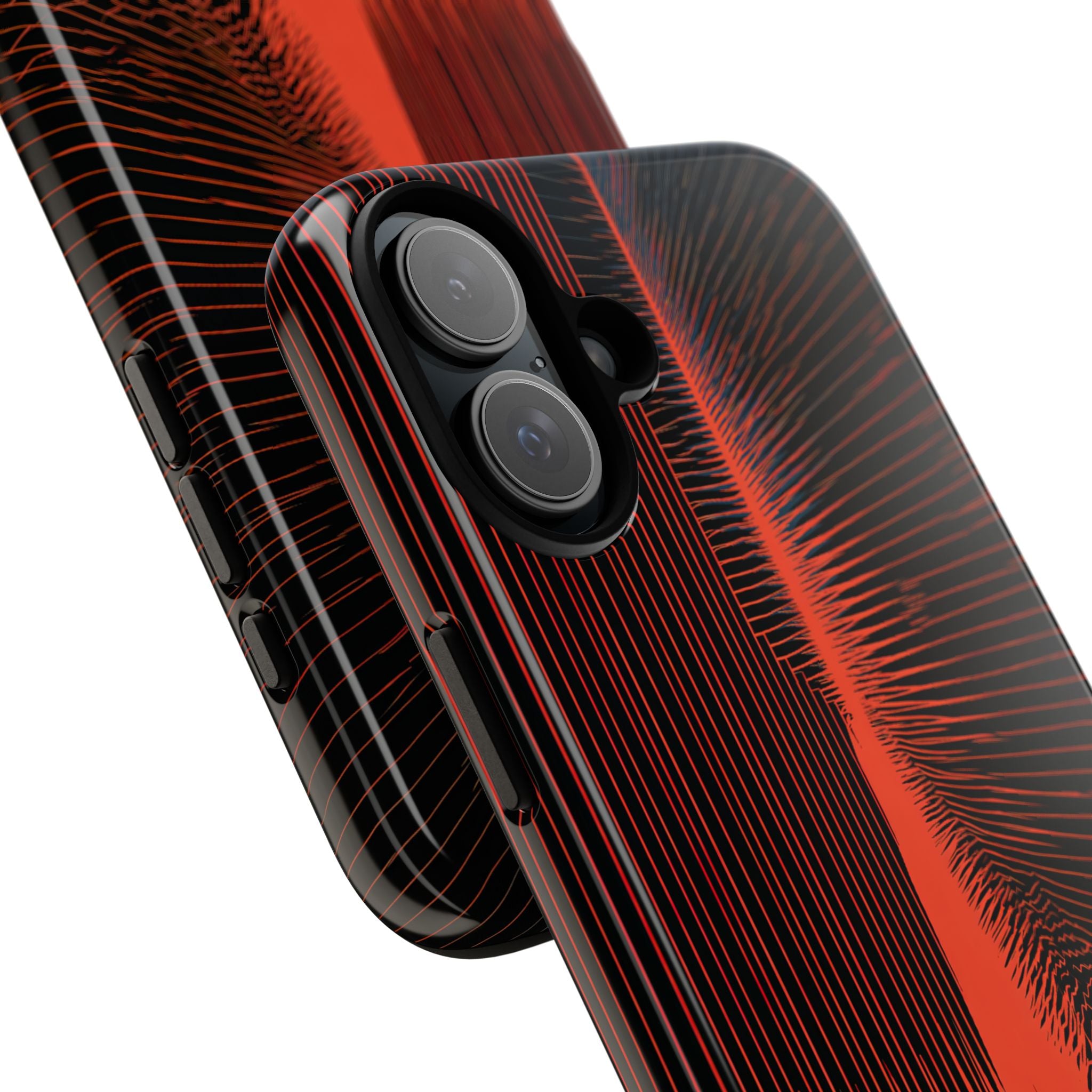 Red Tough Phone Case for iPhone - Crimson Frequency Pulse