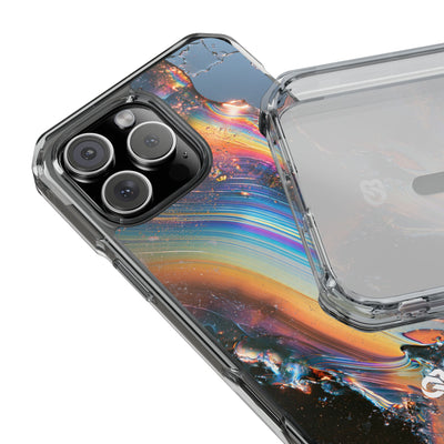 Prismatic Aura Flow · Clear Impact Magnetic Phone Case for iPhone · Blue