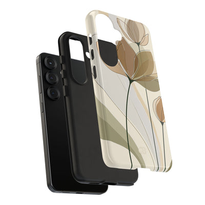 Beige Tough Phone Case for Samsung - Muted Ochre Petals