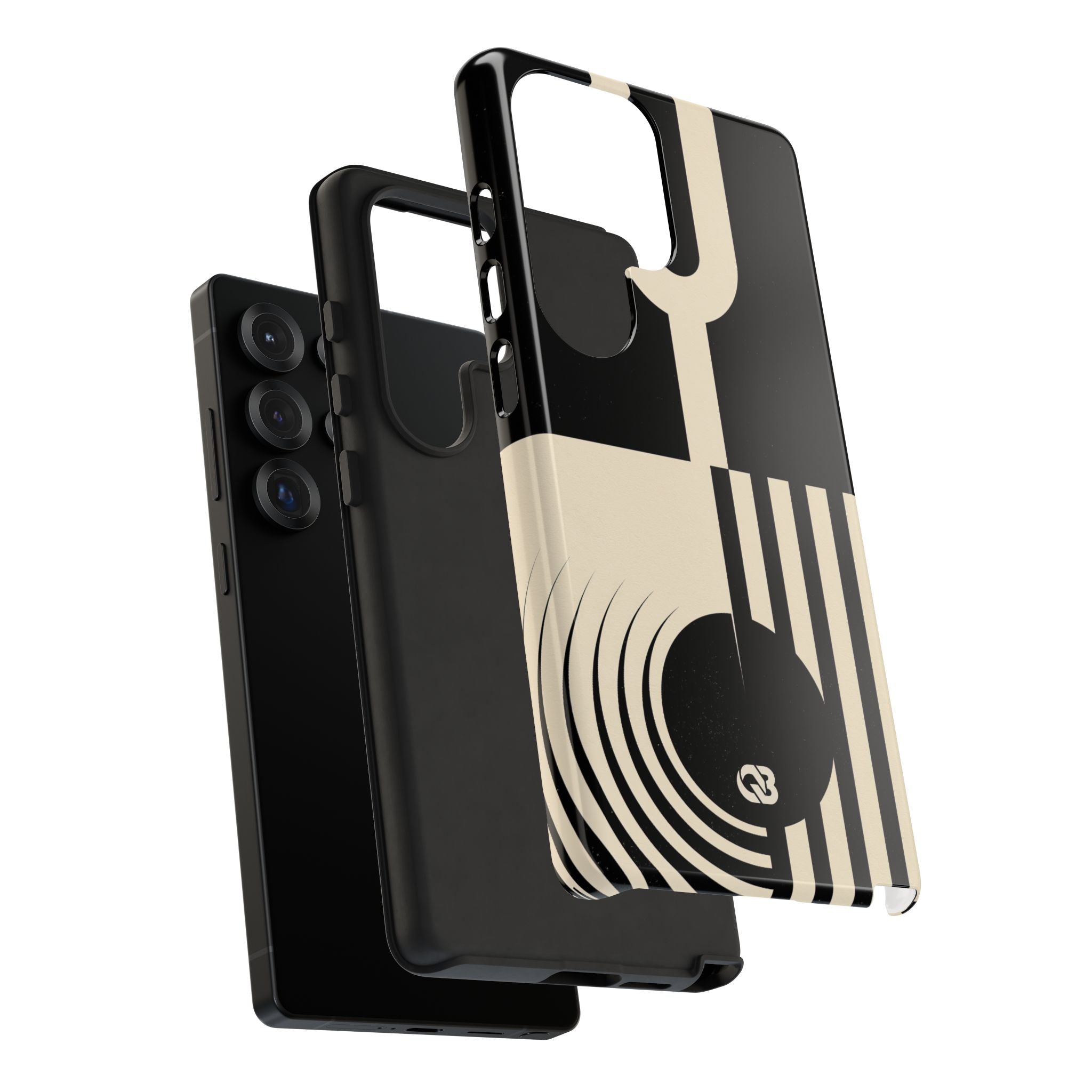 Black Tough Phone Case for Samsung - Ivory Signal Grid