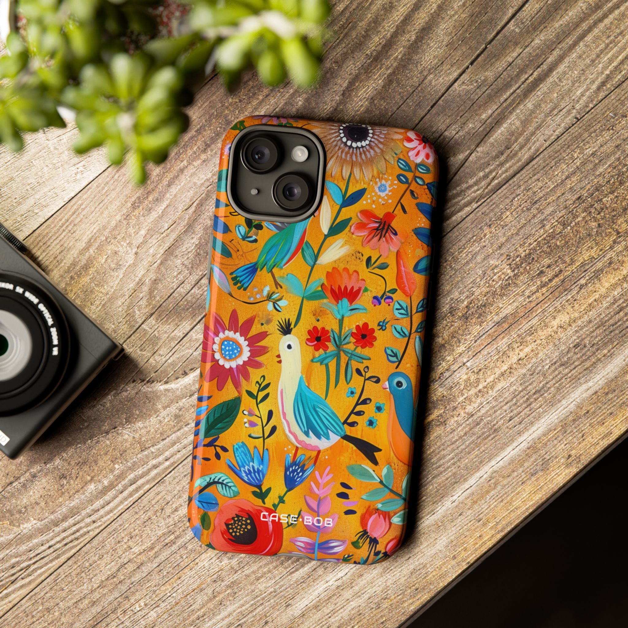 Bunte Vögel Blühen iPhone 15 Plus Case - Tough