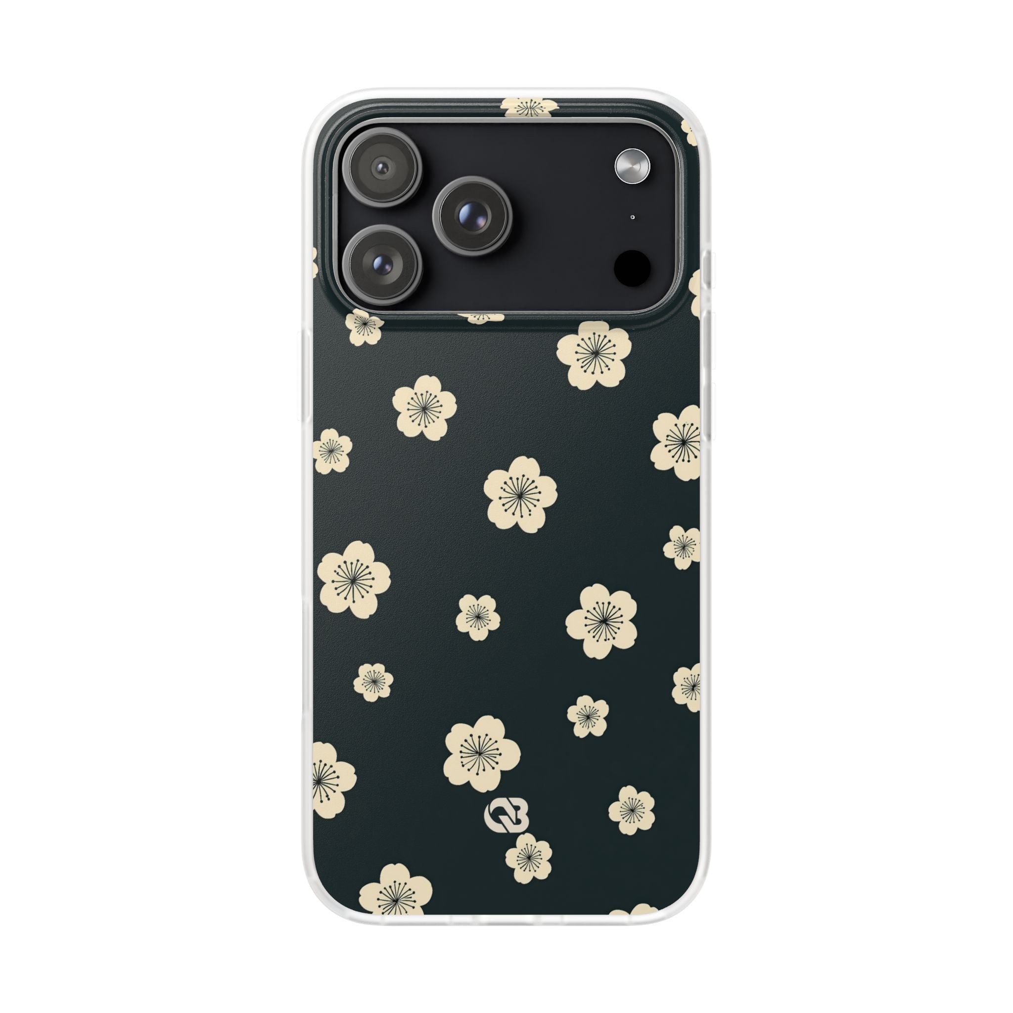 Teal Lite Phone Case for iPhone - Obsidian Cream Petals
