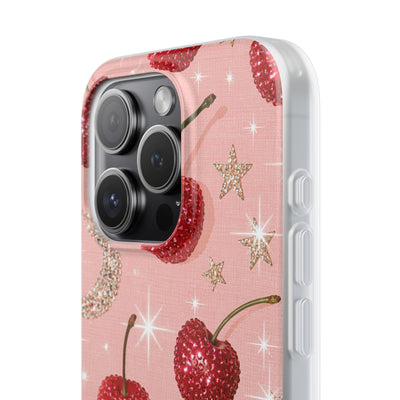 Bedazzled Ruby Cherries · Lite Phone Case for iPhone ·  Pink