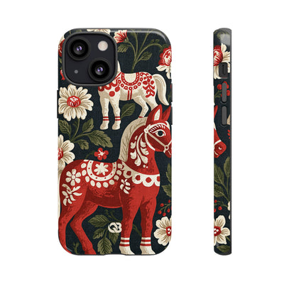 Nordic Dala Meadow · Tough Phone Case for iPhone · Red