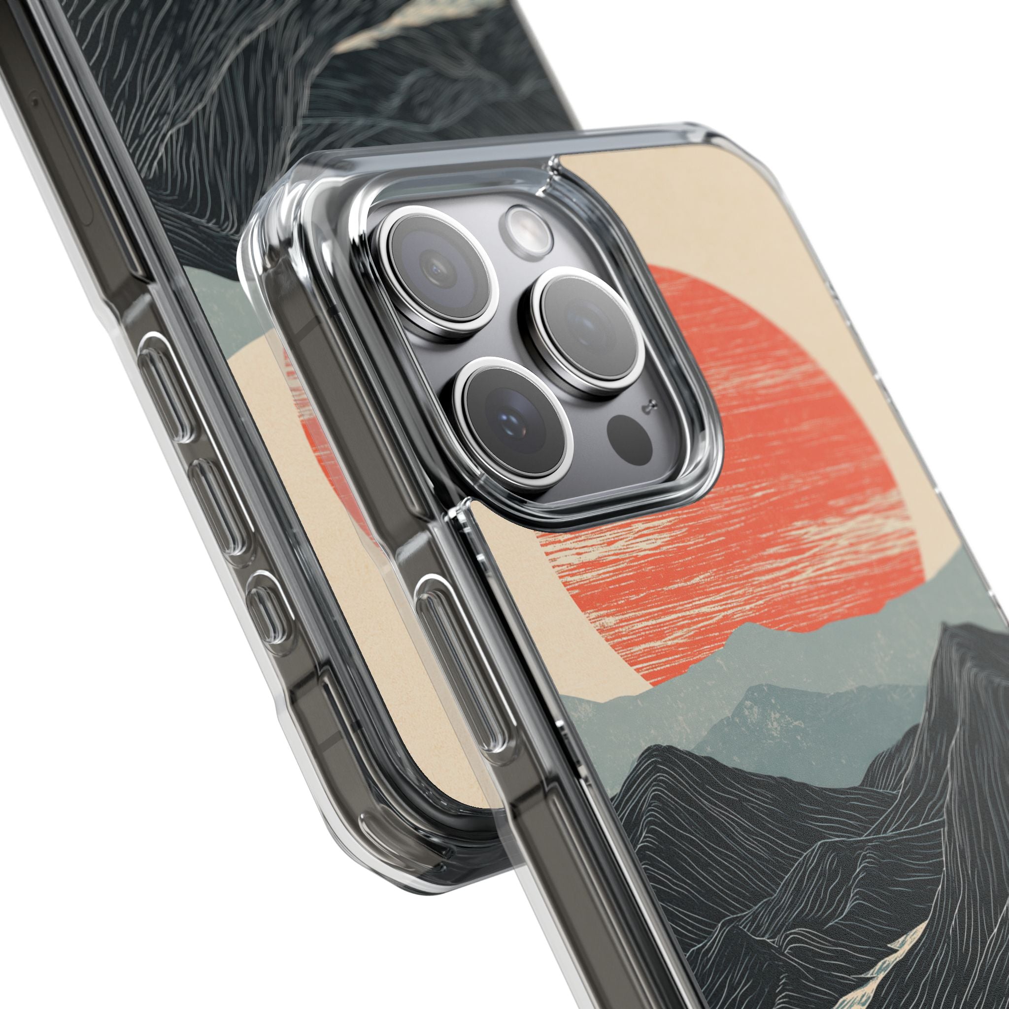 Beige Impact MagSafe Phone Case for iPhone - Crimson Ridge Flow