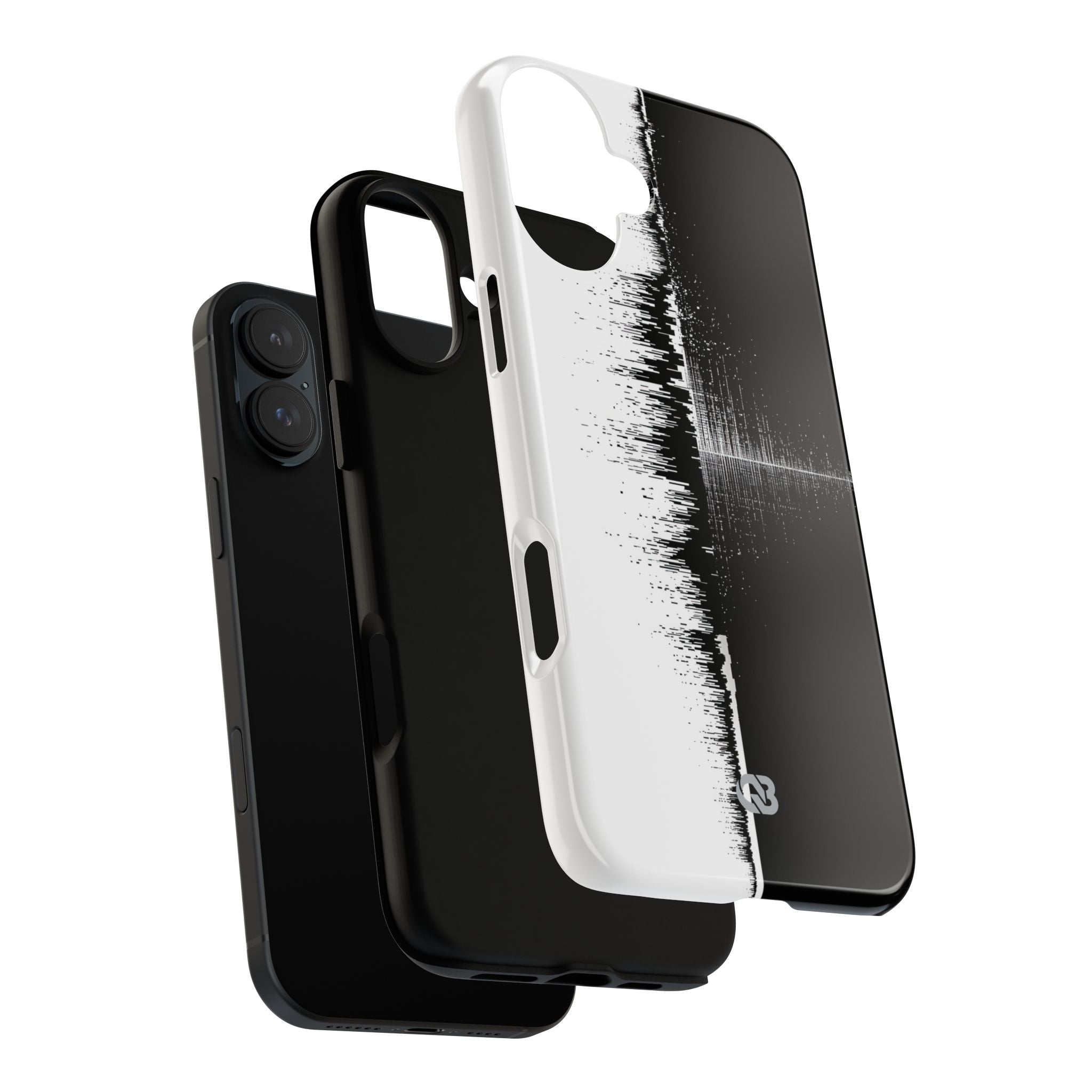 Black Tough Phone Case for iPhone - Static Signal Split