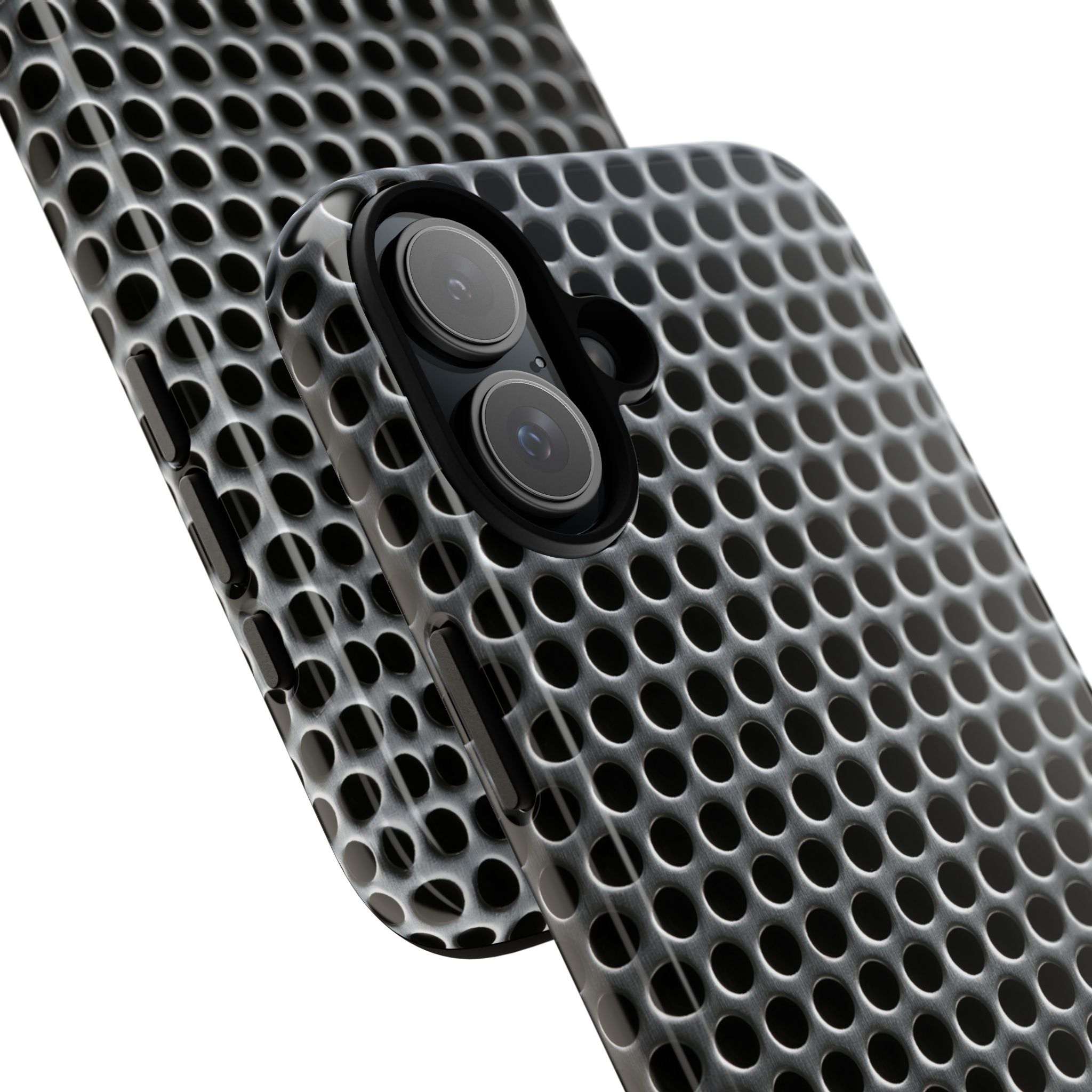 Silver Tough Phone Case for iPhone - Brutalist Steel Mesh