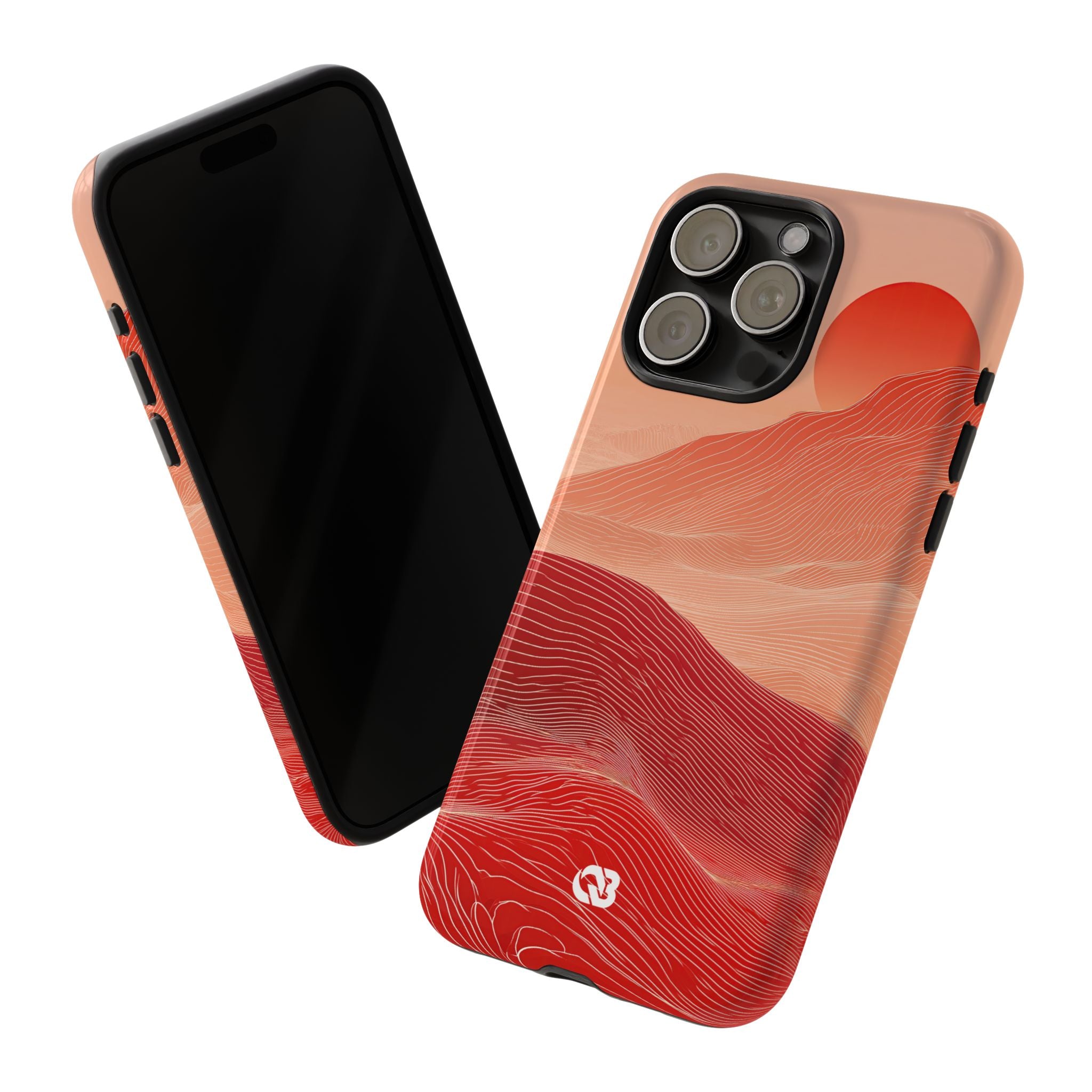 Red Tough Phone Case for iPhone - Crimson Ridge Lines