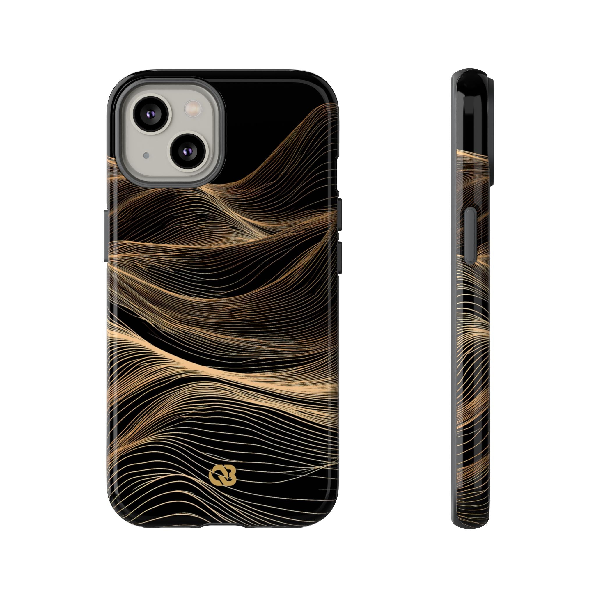 Black Tough Phone Case for iPhone - Copper Topo Ridge