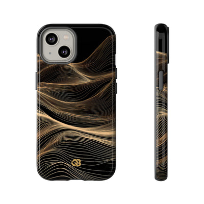 Black Tough Phone Case for iPhone - Copper Topo Ridge