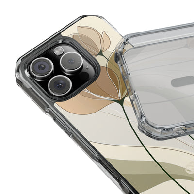 Beige Impact MagSafe Phone Case for iPhone - Muted Ochre Petals
