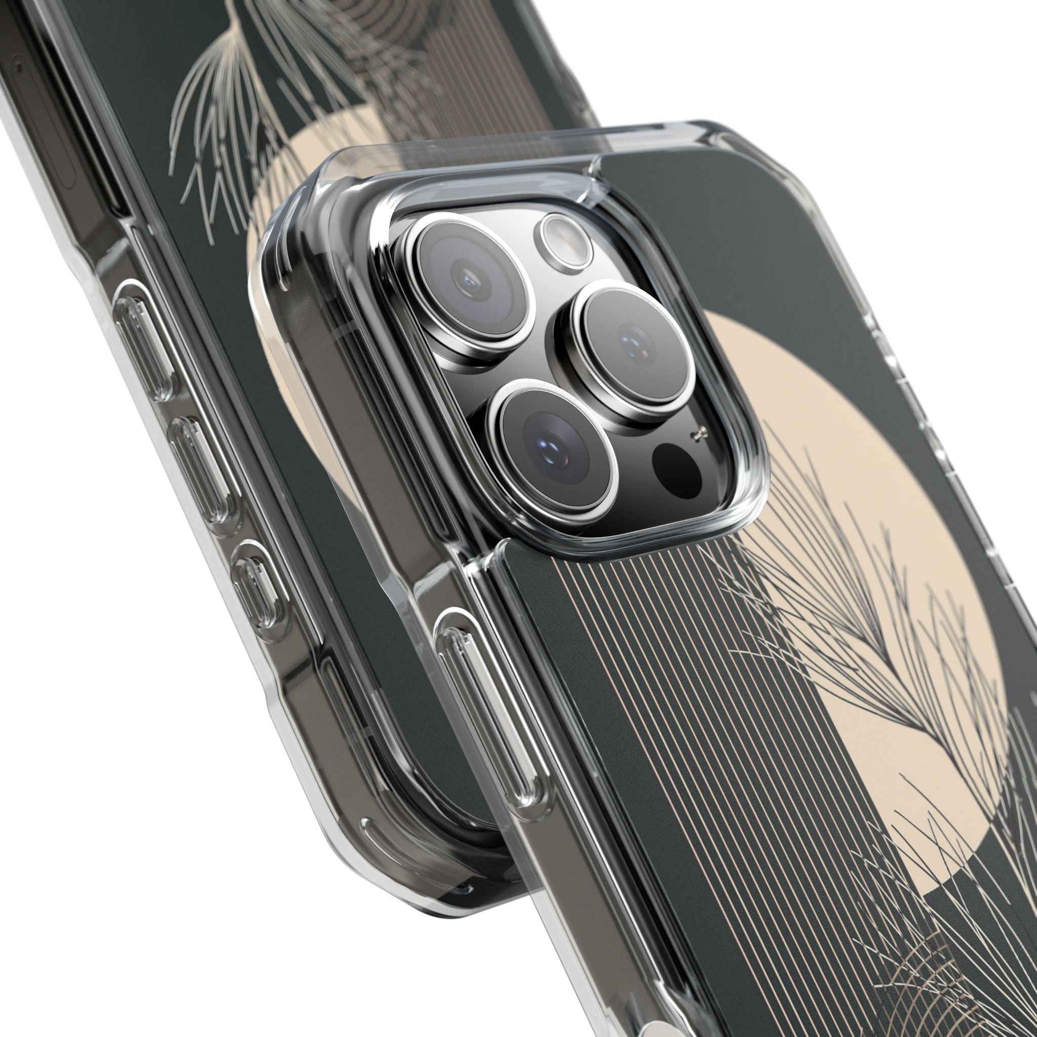 Black Impact MagSafe Phone Case for iPhone - Obsidian Sand Willow