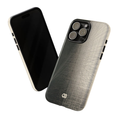 Beige Tough Phone Case for iPhone - Brutalist Graphite Grid