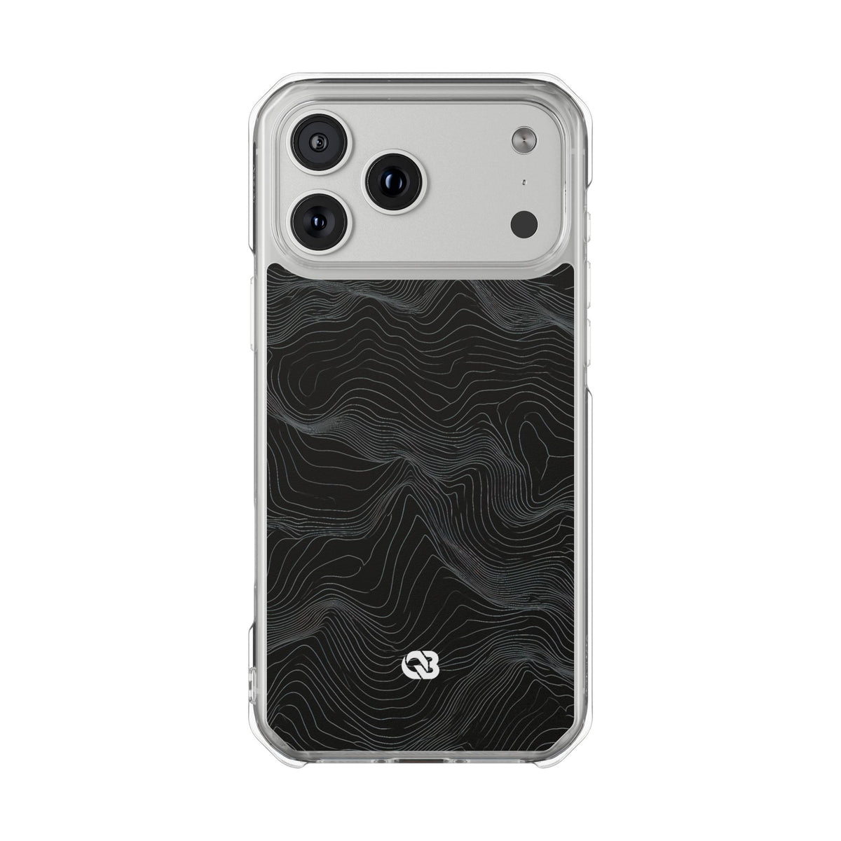 Obsidian Contour Elevation · Clear Impact Magnetic Phone Case for iPhone · Black