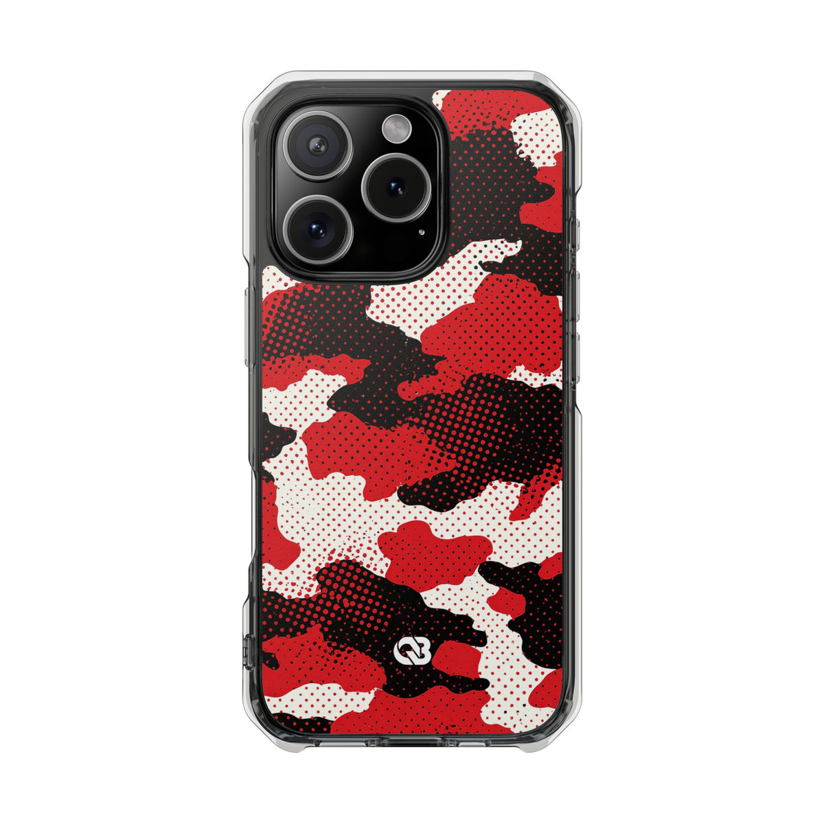 Crimson Halftone Camo · Clear Impact Magnetic Phone Case for iPhone · Red