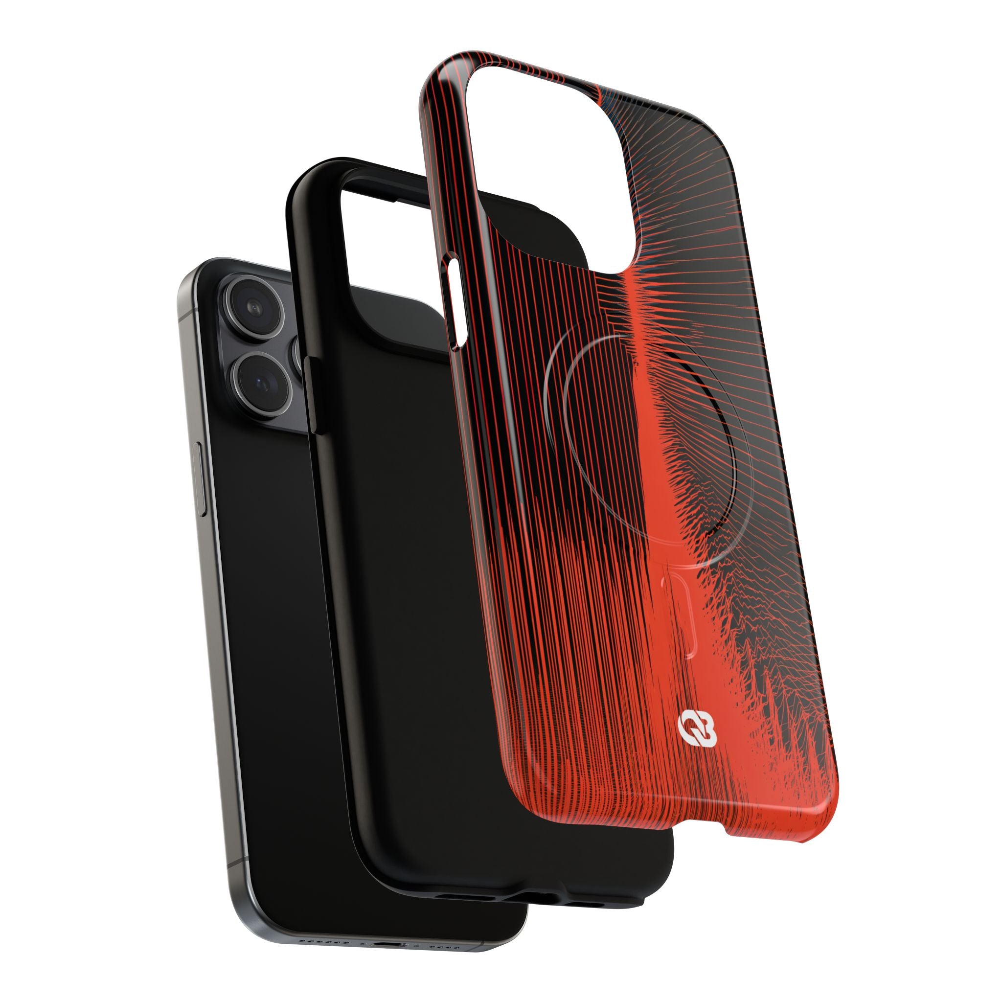 Red Tough 2.0 Magsafe Phone Case for iPhone - Crimson Frequency Pulse