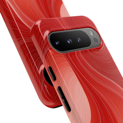 Red Tough Phone Case for Google Pixel - Crimson Silk Strands
