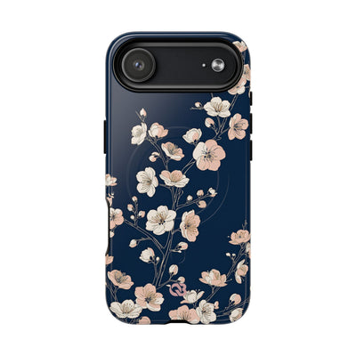 Blue Tough 2.0 Magsafe Phone Case for iPhone - Midnight Peach Sakura