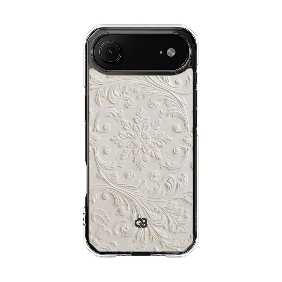 Ivory Baroque Relief · Clear Impact Magnetic Phone Case for iPhone ·  White