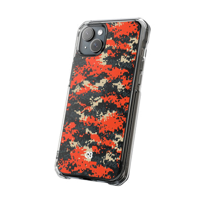 Signal Pixel Camo · Clear Impact Magnetic Phone Case for iPhone ·  Orange