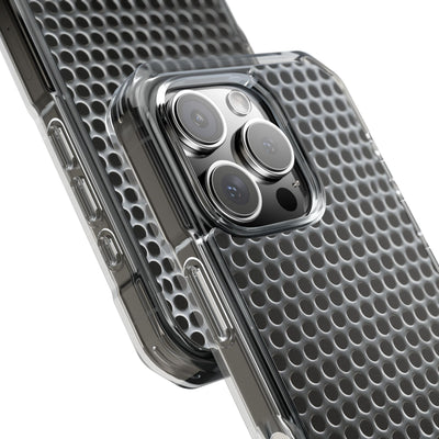 Brushed Perforated Steel · Clear Impact Magnetic Phone Case for iPhone ·  Silver