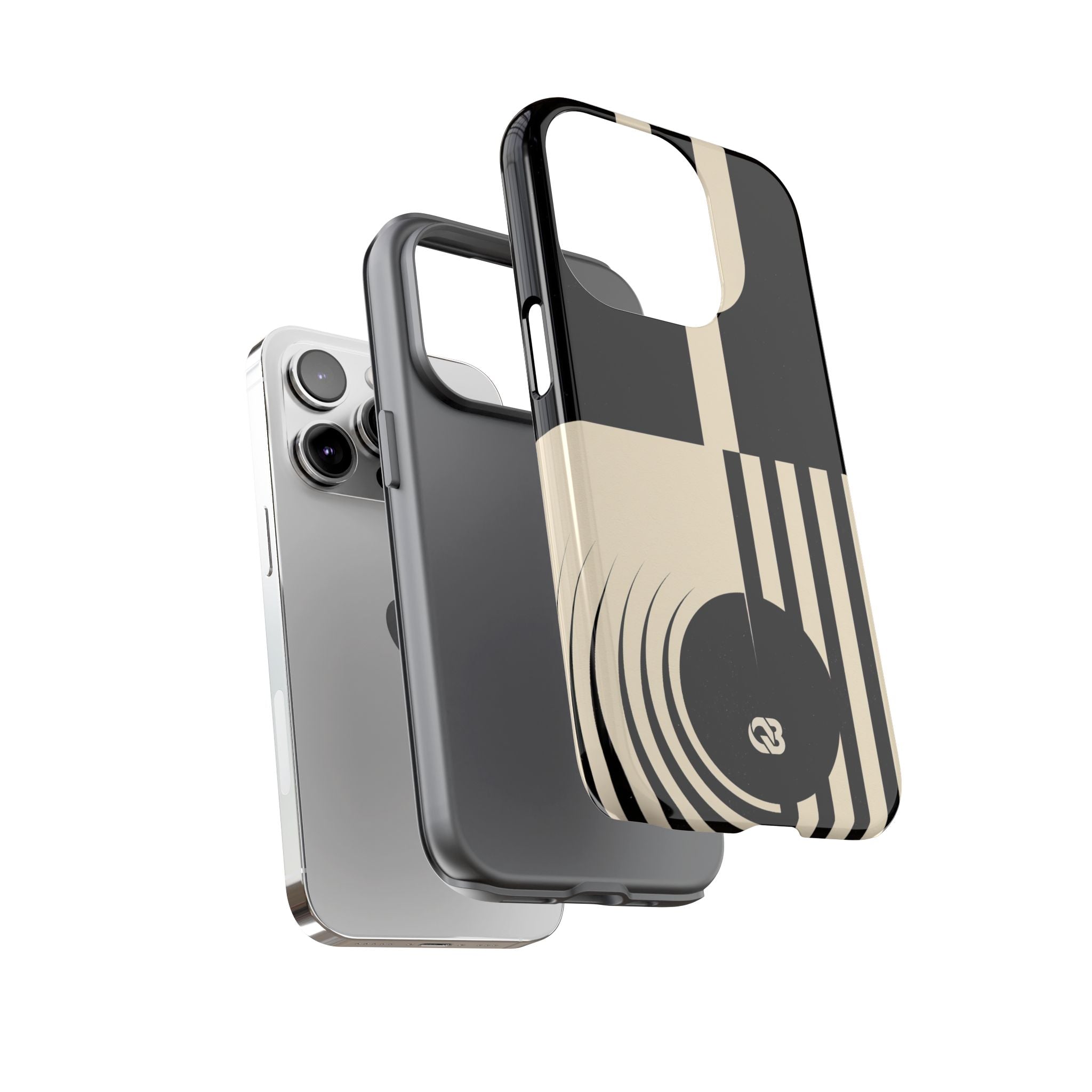Black Tough Phone Case for iPhone - Ivory Signal Grid