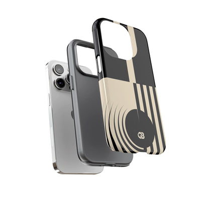 Black Tough Phone Case for iPhone - Ivory Signal Grid