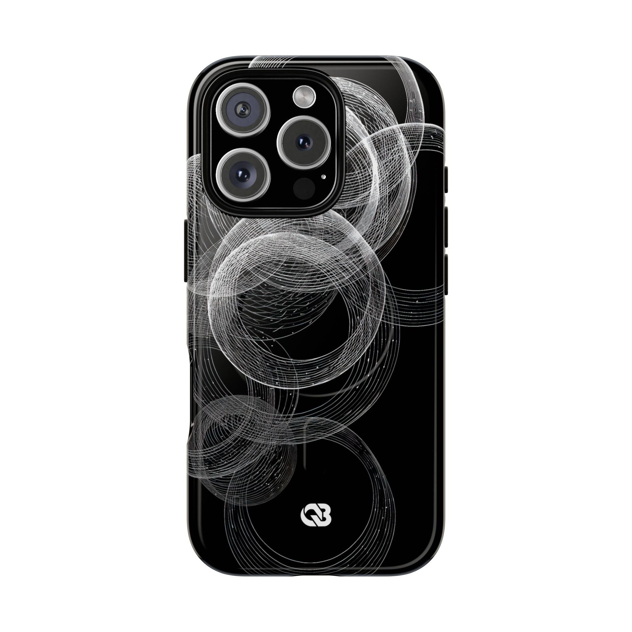 Black Tough 2.0 Magsafe Phone Case for iPhone - Kinetic Wireframe Orbit