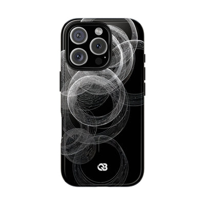 Black Tough 2.0 Magsafe Phone Case for iPhone - Kinetic Wireframe Orbit