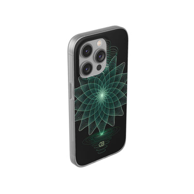 Green Lite Phone Case for iPhone - Cyan Signal Bloom