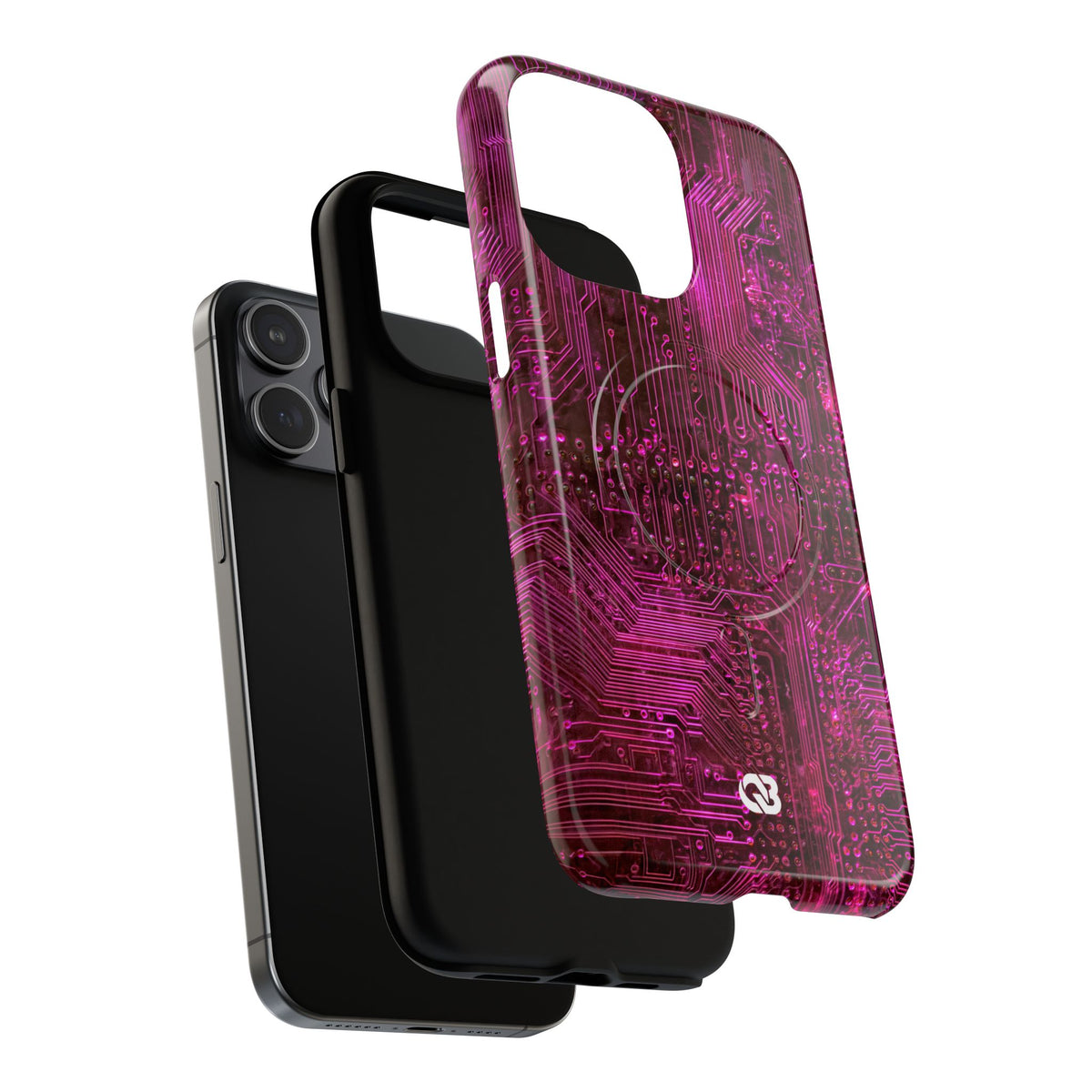 Magenta Circuit Trace · Tough 2.0 Magnetic Phone Case for iPhone · Pink