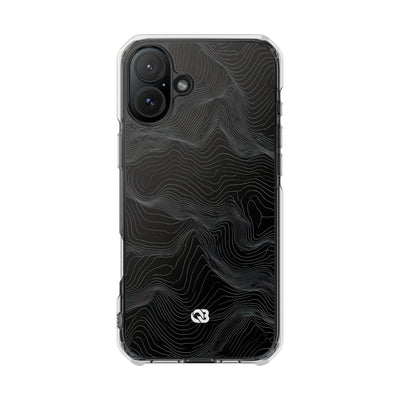 Black Impact MagSafe Phone Case for iPhone - Obsidian Topo Wireframe