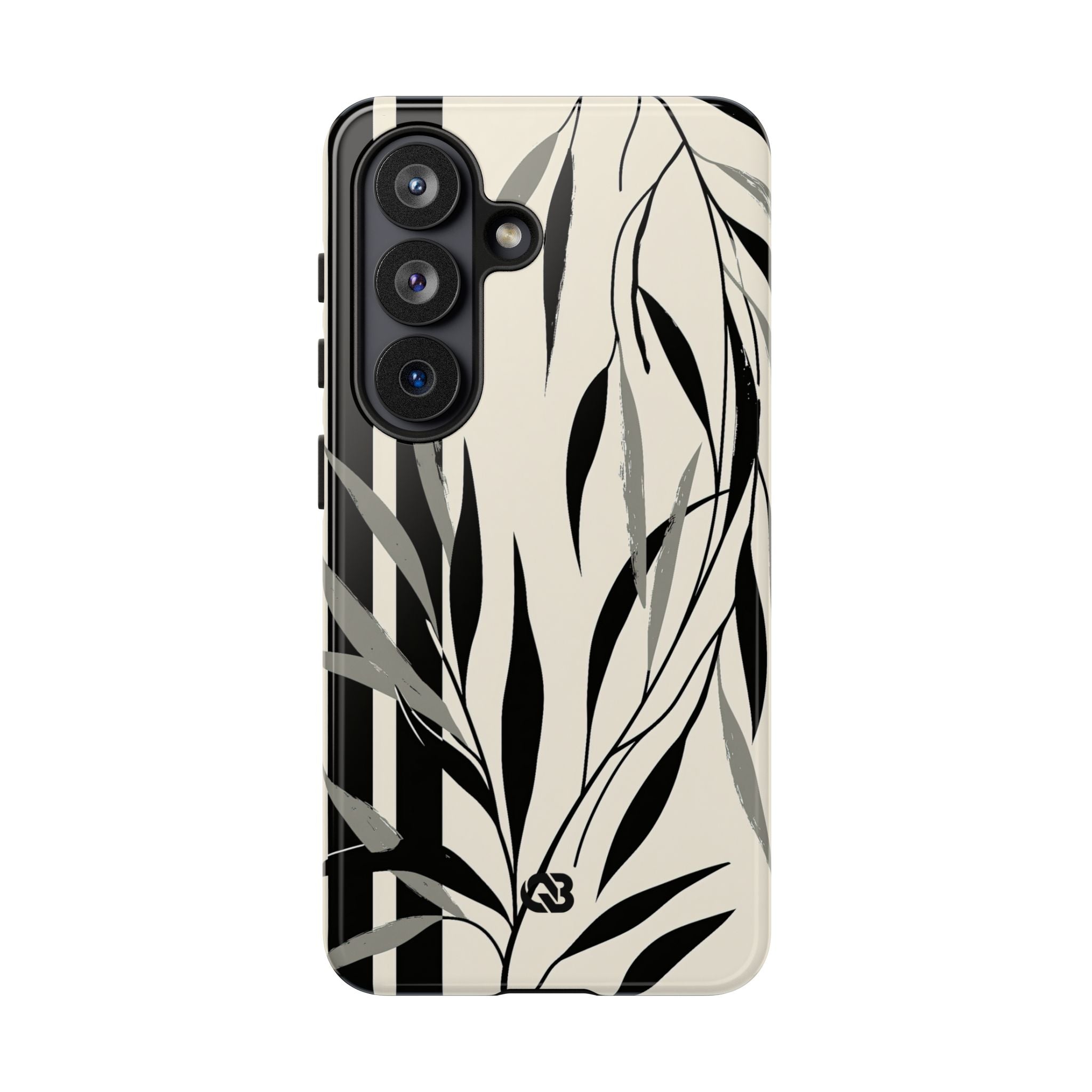 Beige Tough Phone Case for Samsung - Soot Leaf Sketch