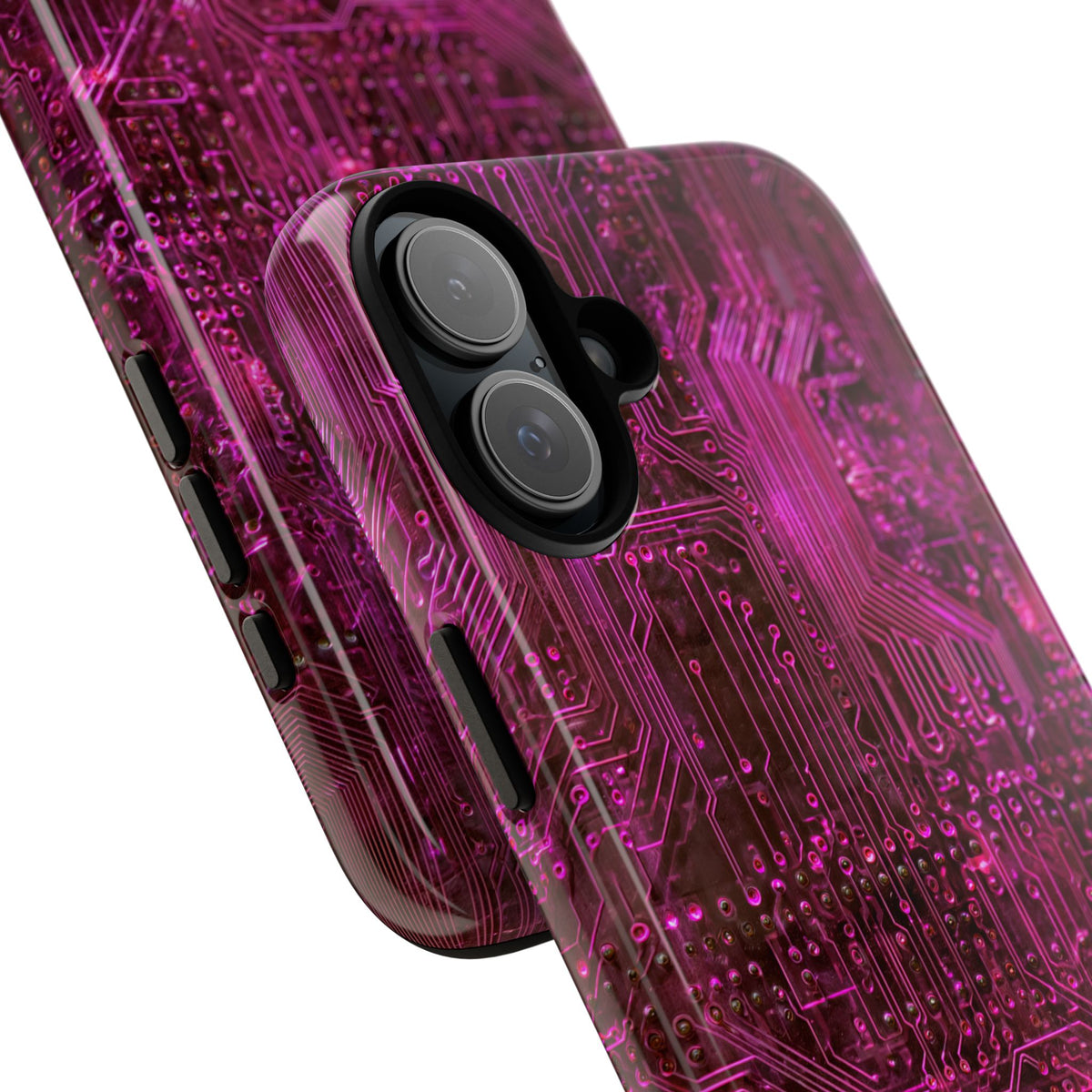 Magenta Circuit Trace · Tough Phone Case for iPhone · Pink