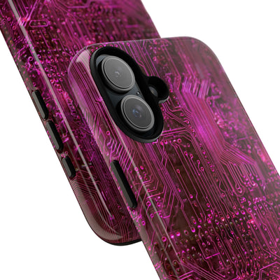 Magenta Circuit Trace · Tough Phone Case for iPhone · Pink