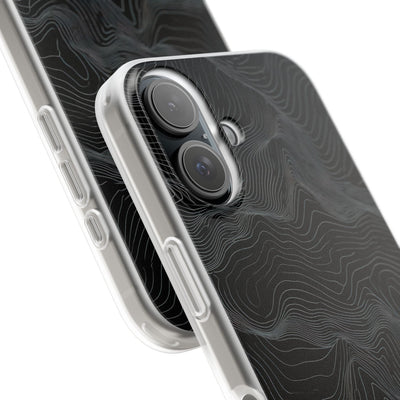 Black Lite Phone Case for iPhone - Obsidian Topo Wireframe