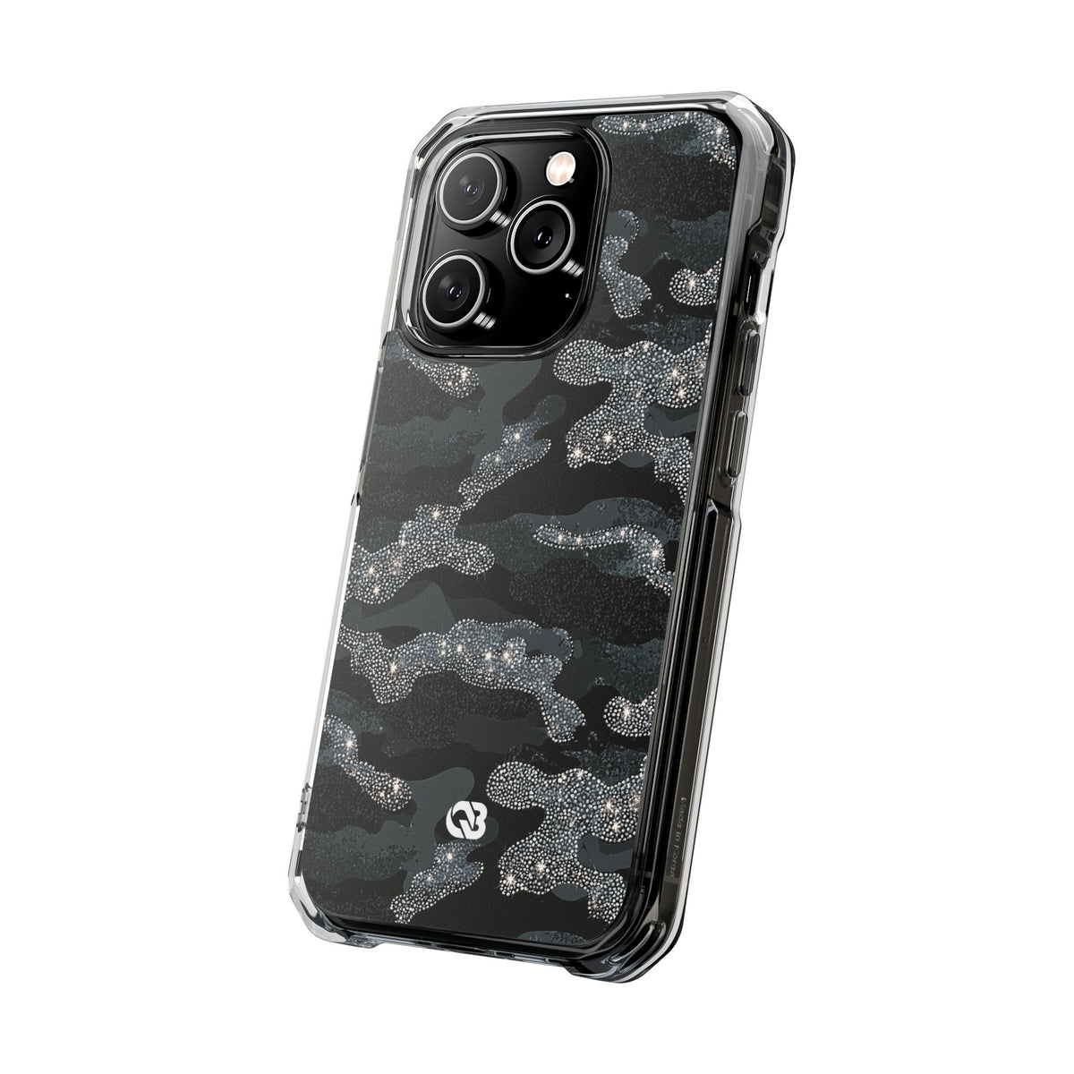 Glitter Shadow Camo · Clear Impact Magnetic Phone Case for iPhone · Black