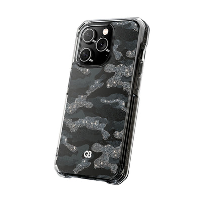 Glitter Shadow Camo · Clear Impact Magnetic Phone Case for iPhone · Black
