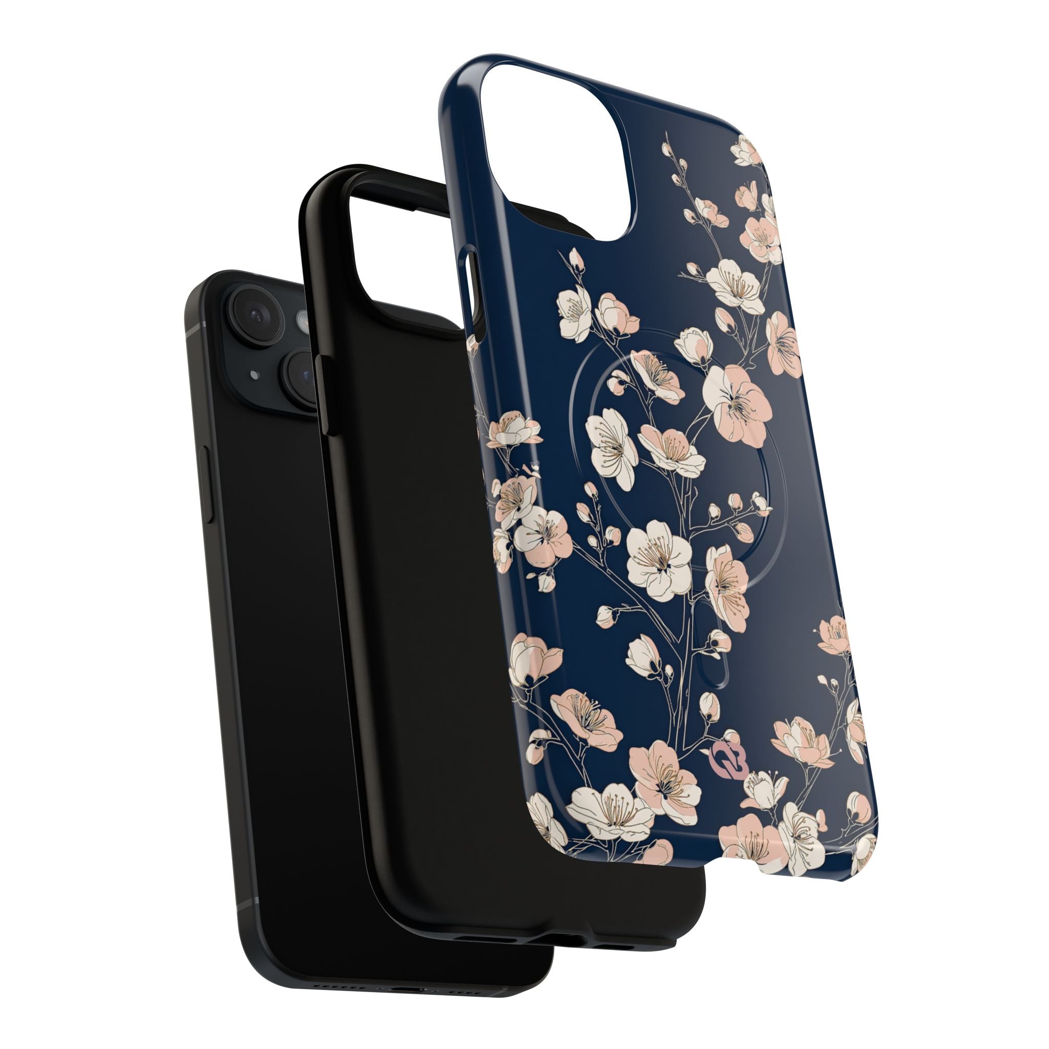 Blue Tough 2.0 Magsafe Phone Case for iPhone - Midnight Peach Sakura