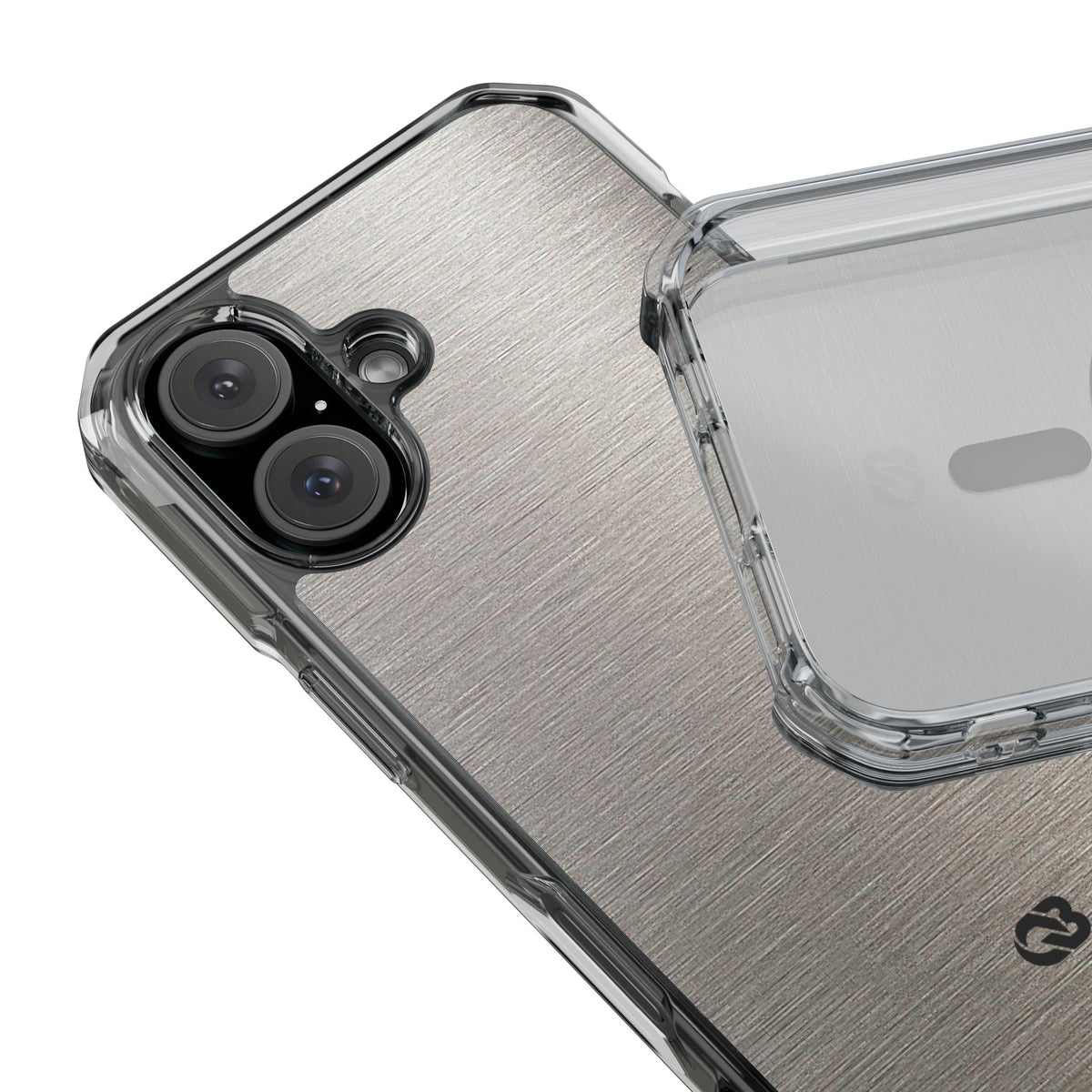 Brushed Silver Alloy · Clear Impact Magnetic Phone Case for iPhone ·  Silver