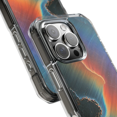 Prismatic Aura Shift · Clear Impact Magnetic Phone Case for iPhone · Blue