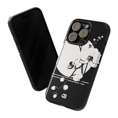 Black Tough Phone Case for iPhone - Lunar Orchid Grid