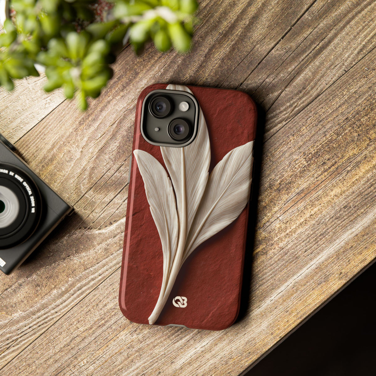 Carved Ivory Plume · Tough Phone Case for iPhone · Red