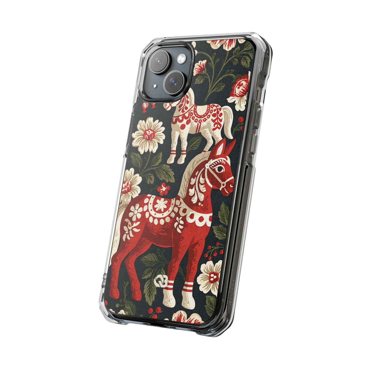 Nordic Dala Meadow · Clear Impact Magnetic Phone Case for iPhone · Red