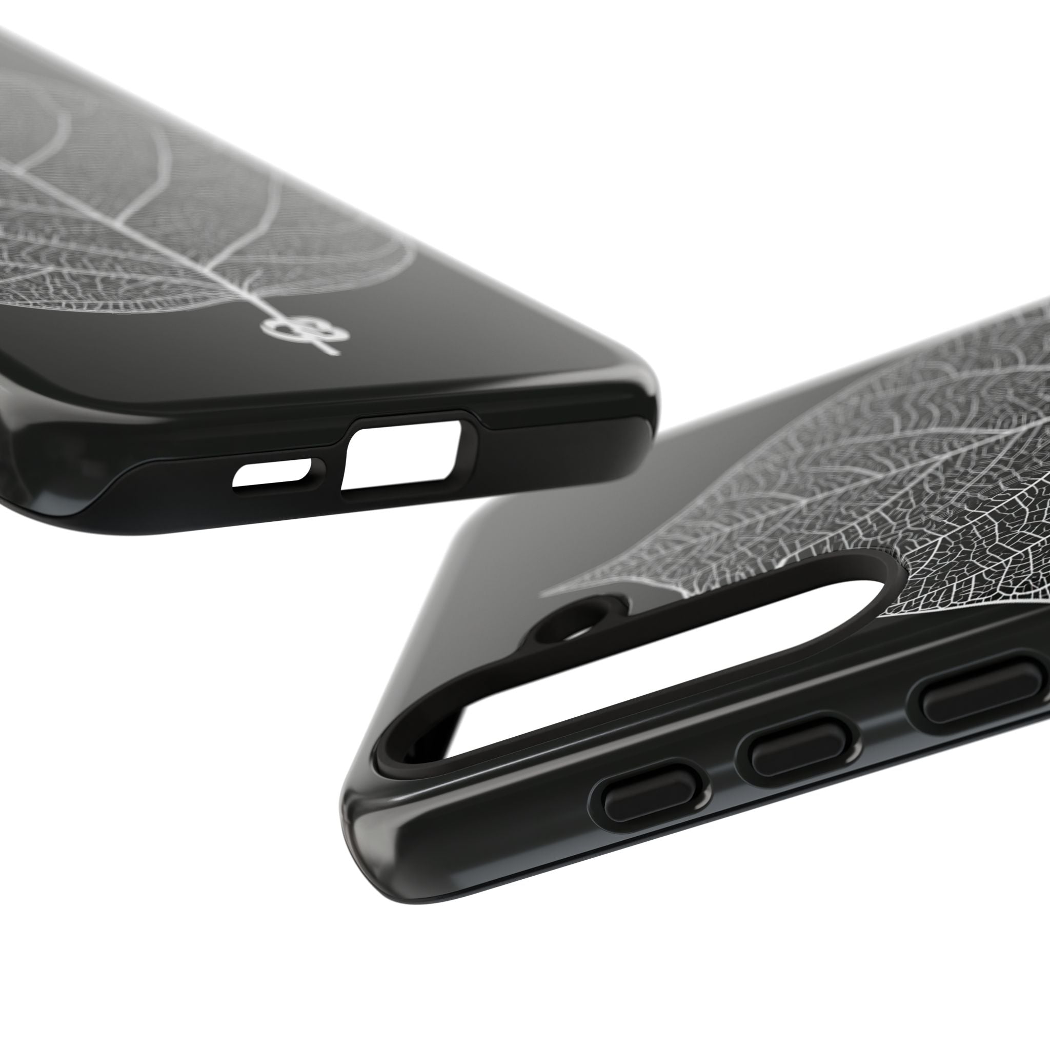 Black Tough Phone Case for Samsung - Bleached Leaf Lattice